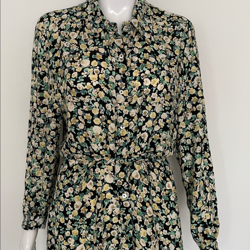 Zara floral maxi dress long sleeve bottoms closure XS